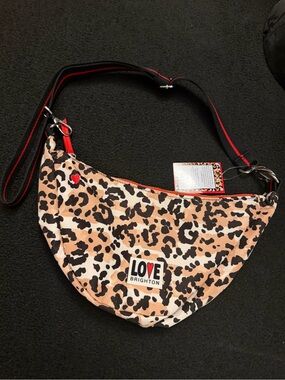 Brighton Leopard Print Crossbody Bag in Beige and Black